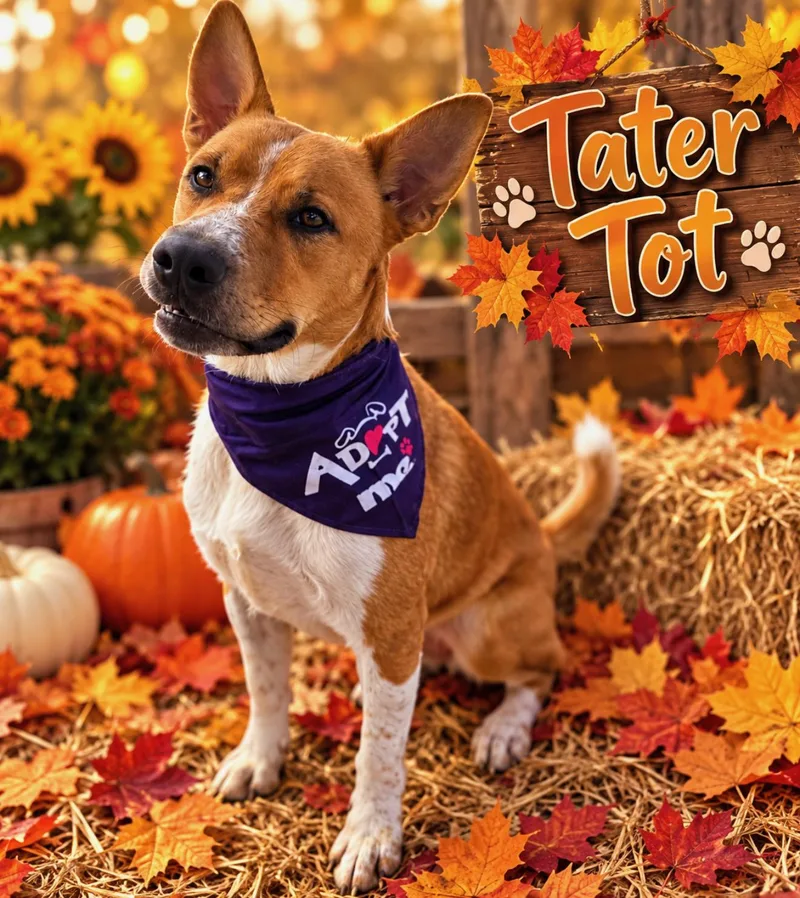 An adult medium-sized male Red / Chestnut / Orange Mixed Breed dog named Tater Tot for adoption in Canyon, TX