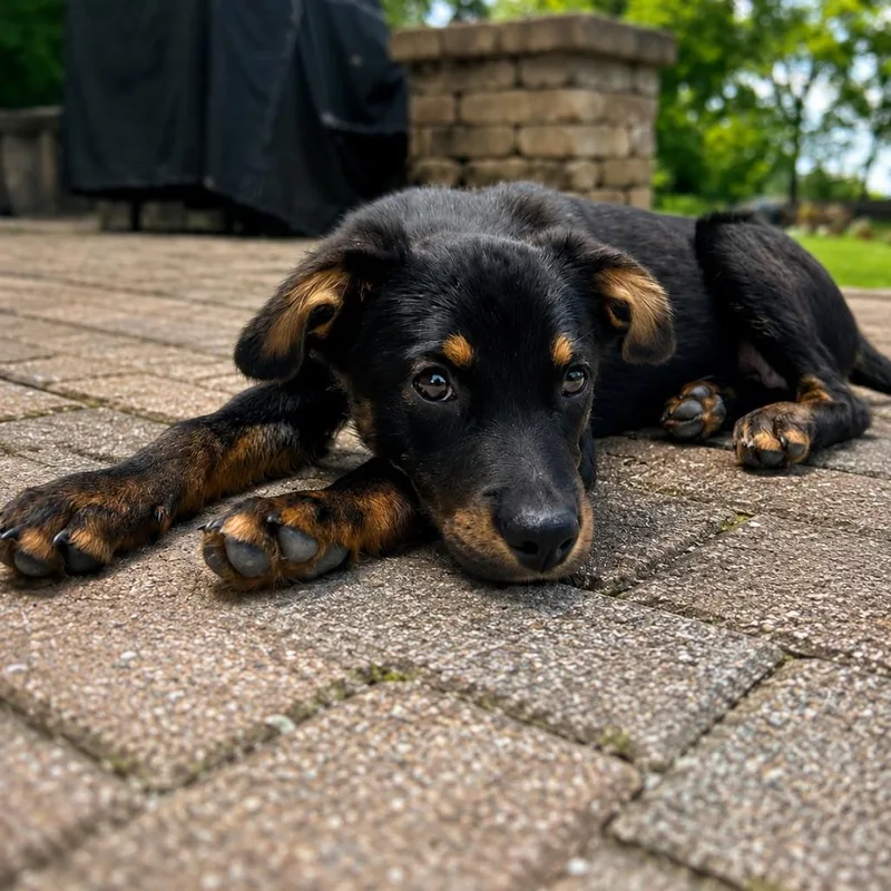 A baby medium-sized female Black Shepherd dog named Lady for adoption in La Grange, KY