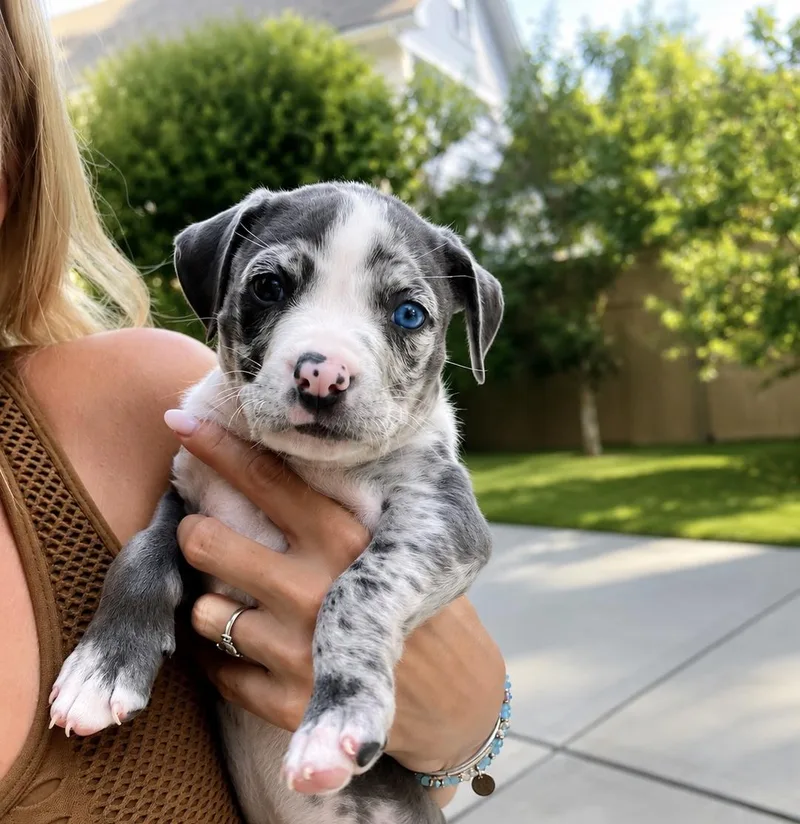 A baby medium-sized female Gray / Blue / Silver American Staffordshire Terrier dog named Eden for adoption in Long Beach, NY