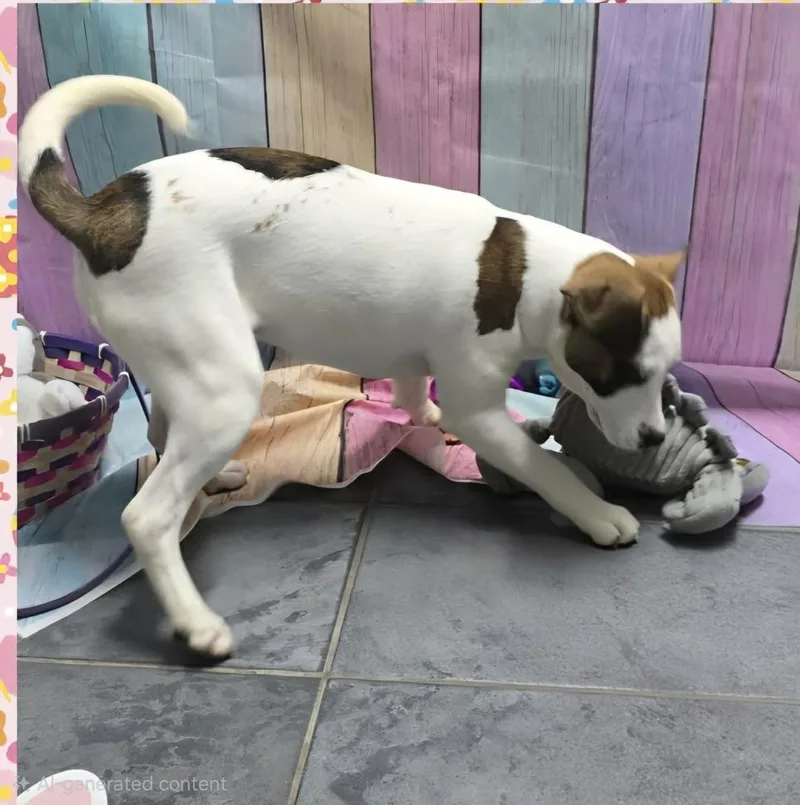 A baby large-sized female Tricolor (Brown, Black, & White) Beagle dog named Marion Bullgles : Faith for adoption in Aurora, IN