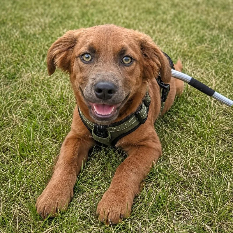 A baby medium-sized male Chocolate Labrador Retriever dog named Cash for adoption in Mount Prospect, IL