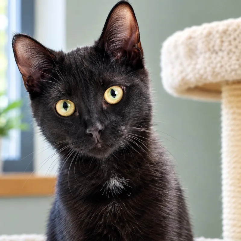 A baby small-sized male Black Domestic Short Hair cat named Exeter for adoption in Hopkinton, MA