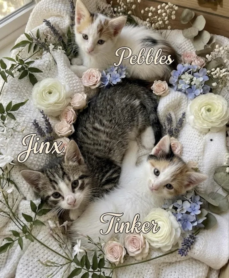 A baby medium-sized female Domestic Short Hair cat named Pebbles Tinker and for adoption in Harvey, LA