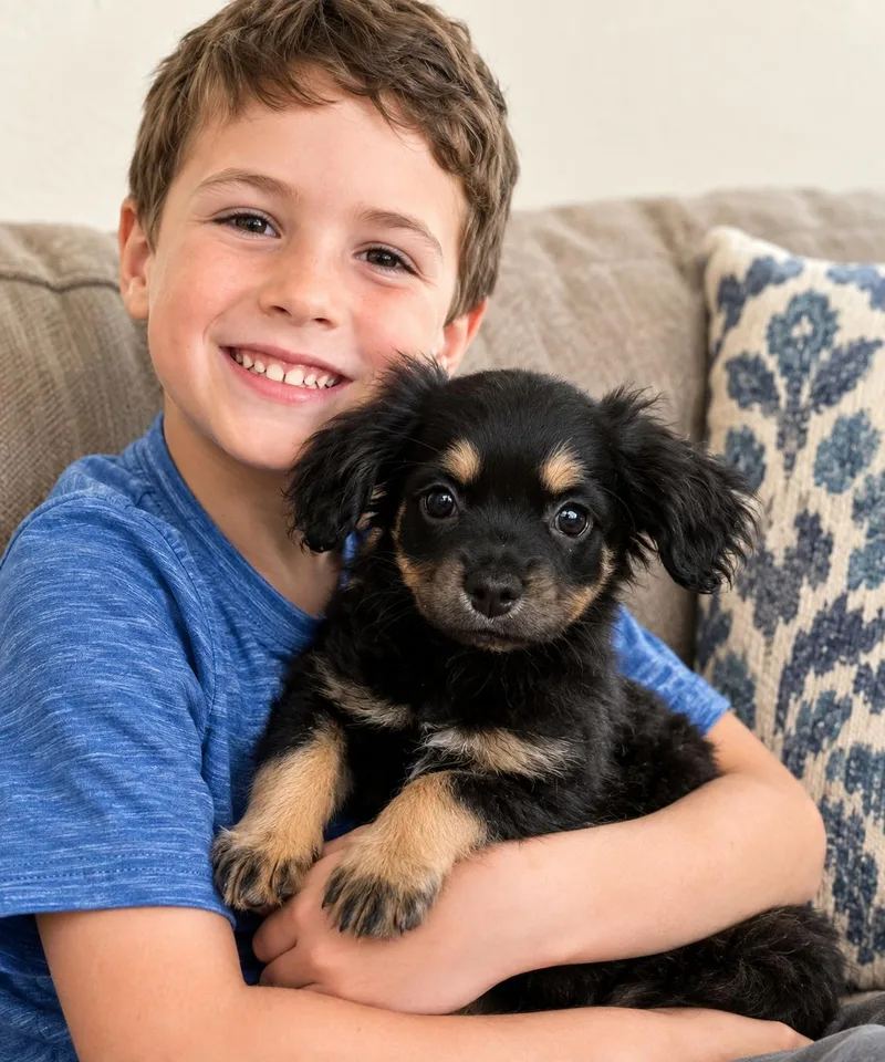 A baby small-sized male Black Cavalier King Charles Spaniel dog named Bob for adoption in Liverpool, TX