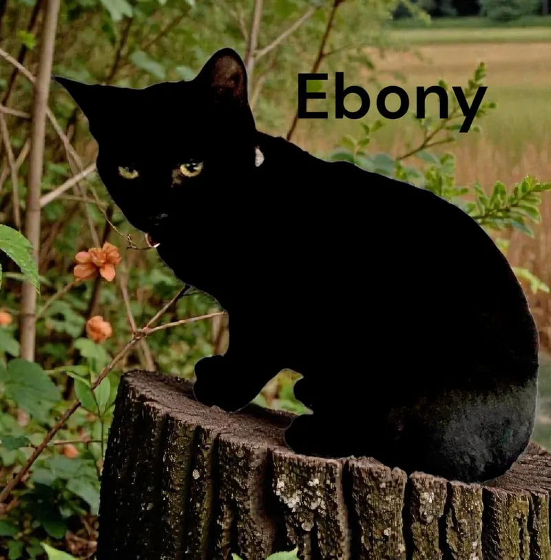 A young medium-sized female Black Domestic Short Hair cat named Ebony for adoption in Weems, VA