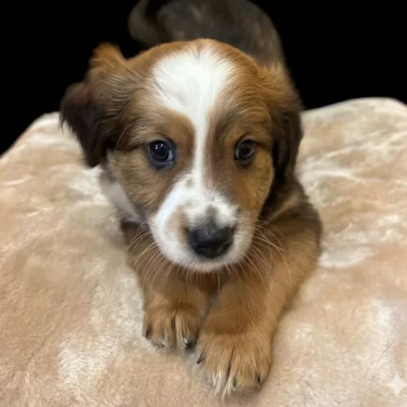 A baby small-sized male Corgi dog named River for adoption in San Saba, TX