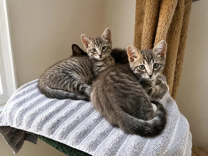 A baby medium-sized male Gray / Blue / Silver Tabby cat named Quince for adoption in Los Angeles, CA