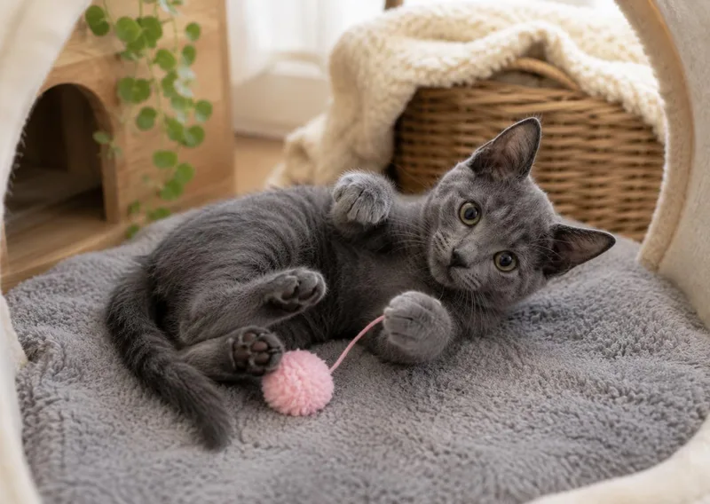 A baby small-sized female Gray / Blue / Silver American Shorthair cat named Katira for adoption in Homestead, FL