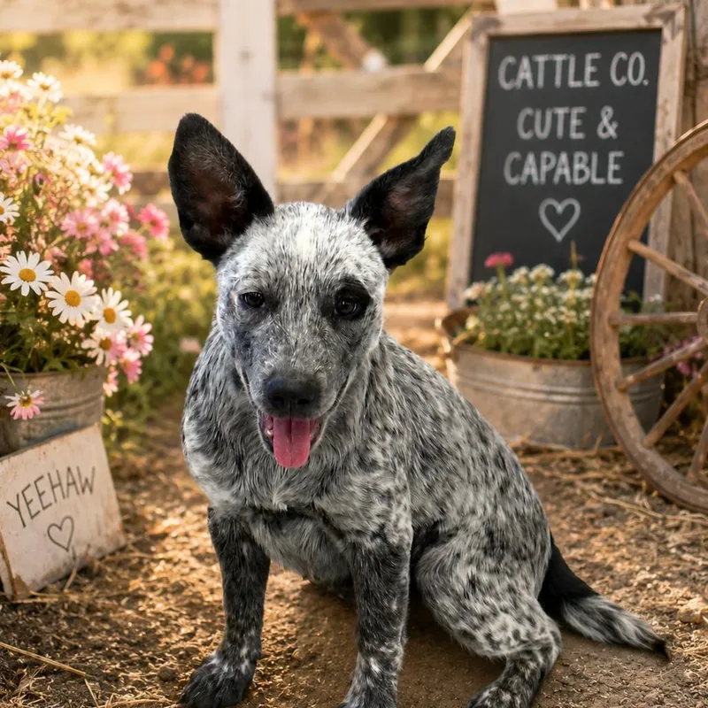 A baby medium-sized female Black Australian Cattle Dog / Blue Heeler dog named Elsie for adoption in Sacramento, CA