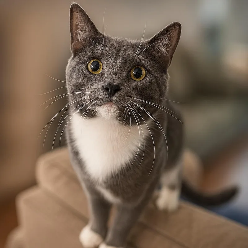 An adult medium-sized male Gray & White Domestic Short Hair cat named Smokey Joe for adoption in Houston, TX