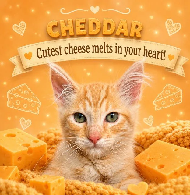 A baby small-sized male Tabby (Orange / Red) Domestic Medium Hair cat named CheddarRudy for adoption in Woodland Hills, CA