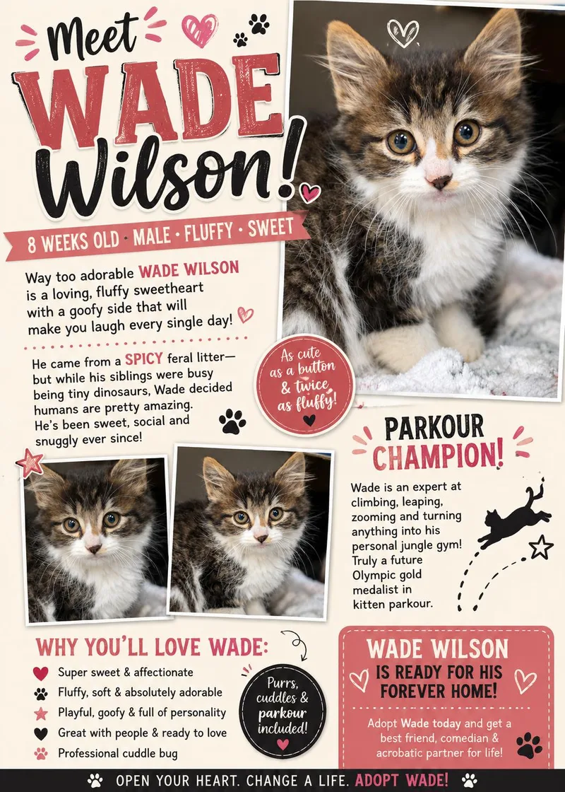 A baby medium-sized male Brown / Chocolate Domestic Long Hair cat named Wade Wilson for adoption in Beaverton, OR