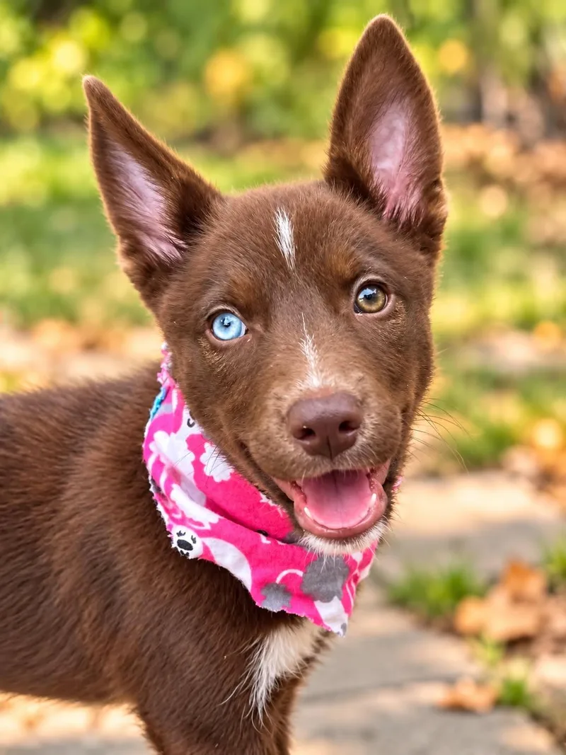 A baby medium-sized female Husky dog named Izzy Steven's for adoption in Houston, TX