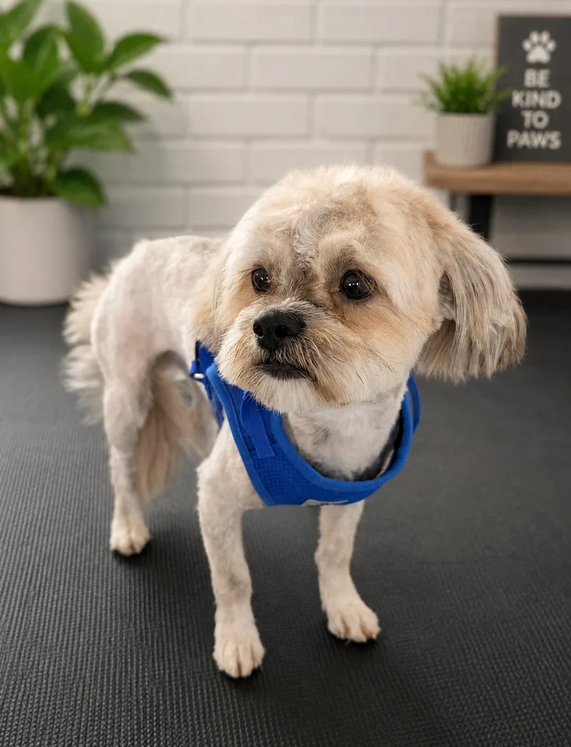 A young small-sized male Bicolor Shih Tzu dog named Prince Charles "Billy" for adoption in Coachella, CA