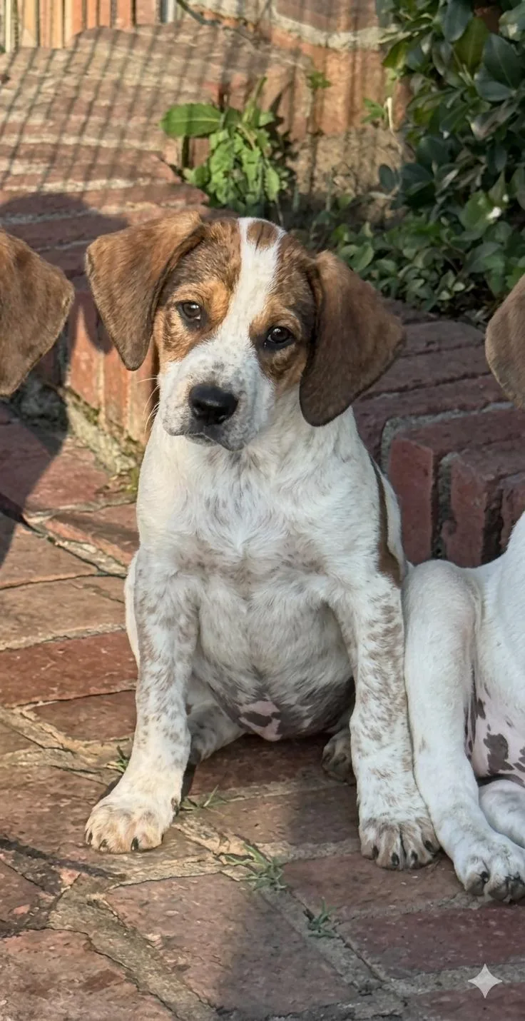 A baby medium-sized female Brown / Chocolate Hound dog named Dixie for adoption in Seale, AL