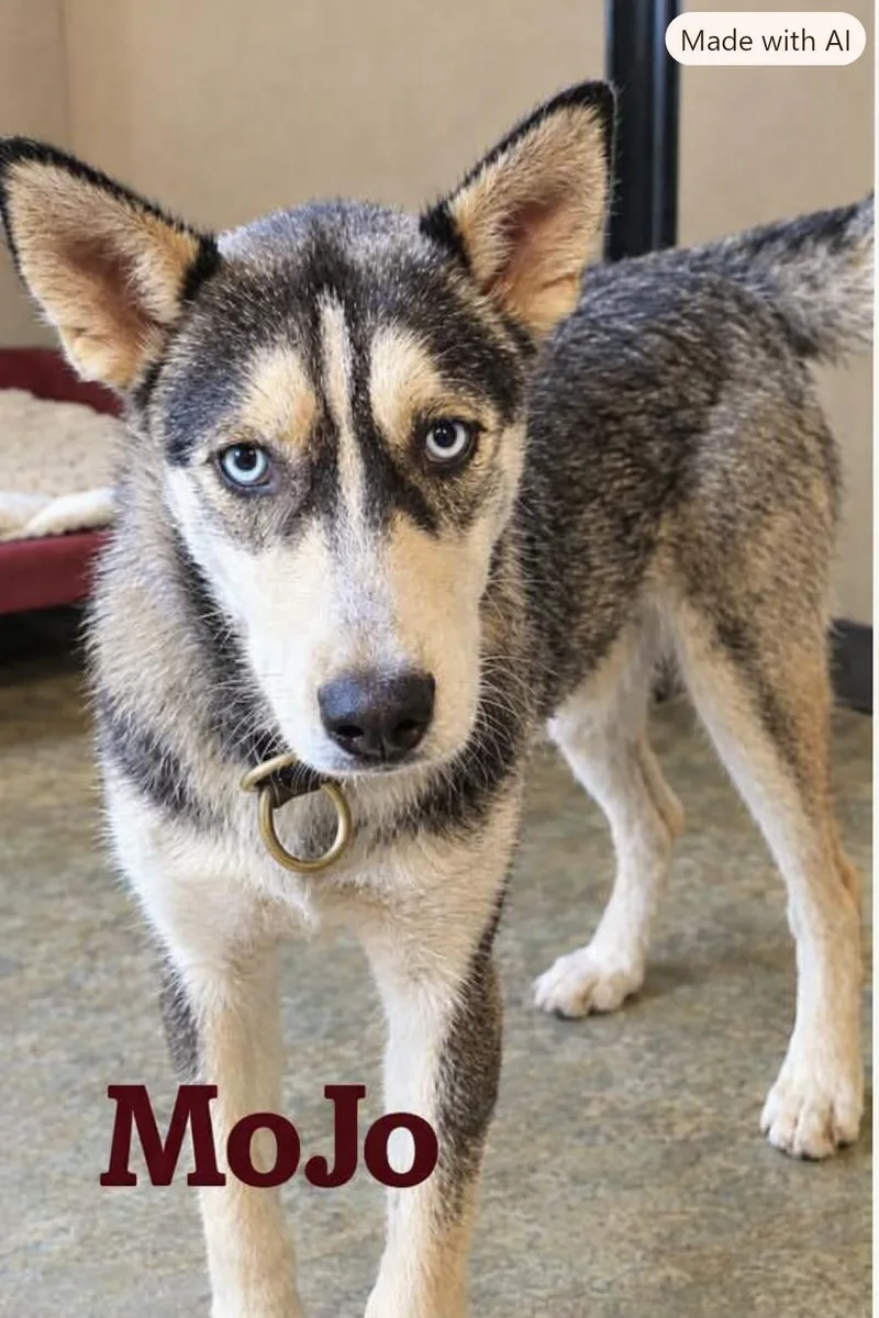 An adult medium-sized male Husky dog named MoJo for adoption in Bolivar, TN
