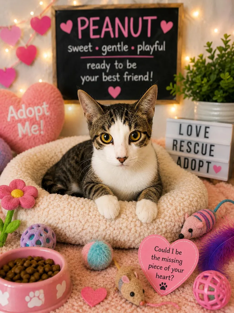A young small-sized male Domestic Short Hair cat named Peanut for adoption in Queen Creek, AZ
