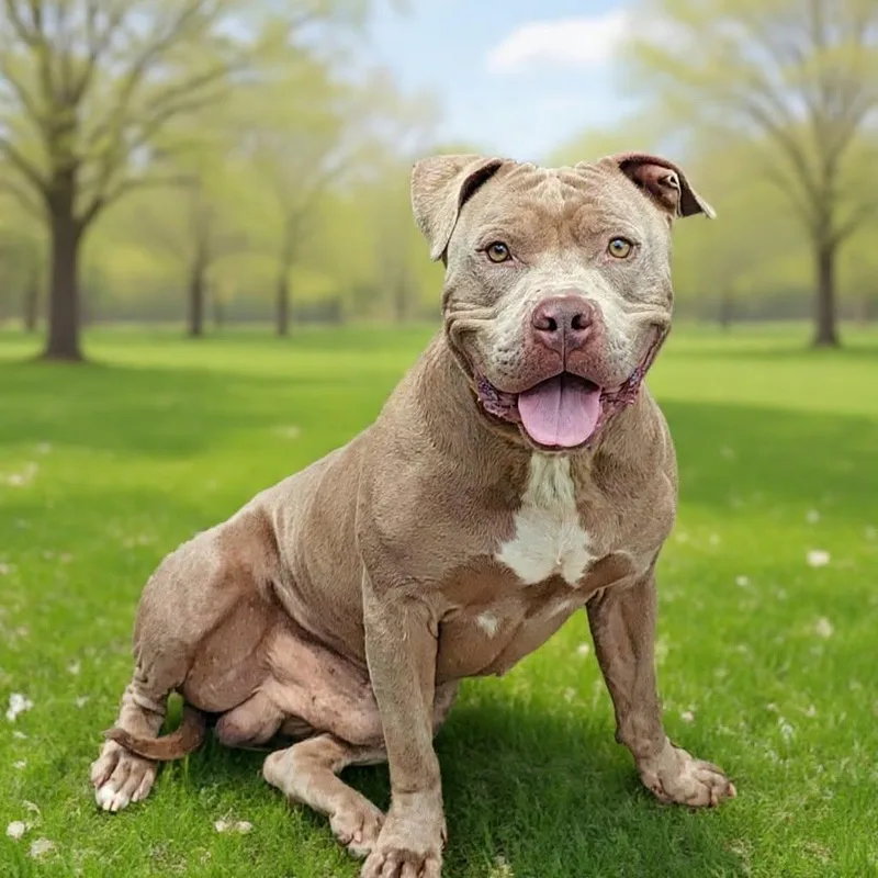 An adult large-sized male Pit Bull Terrier dog named Hoss for adoption in Talladega, AL