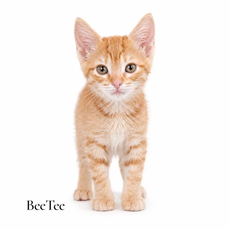 A baby medium-sized male Tabby (Orange / Red) Domestic Short Hair cat named Beetee for adoption in Stevensville, MI