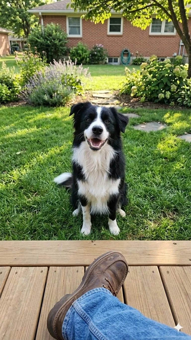 A young medium-sized male Black Australian Shepherd dog named Jasper for adoption in RUSSIAVILLE, IN