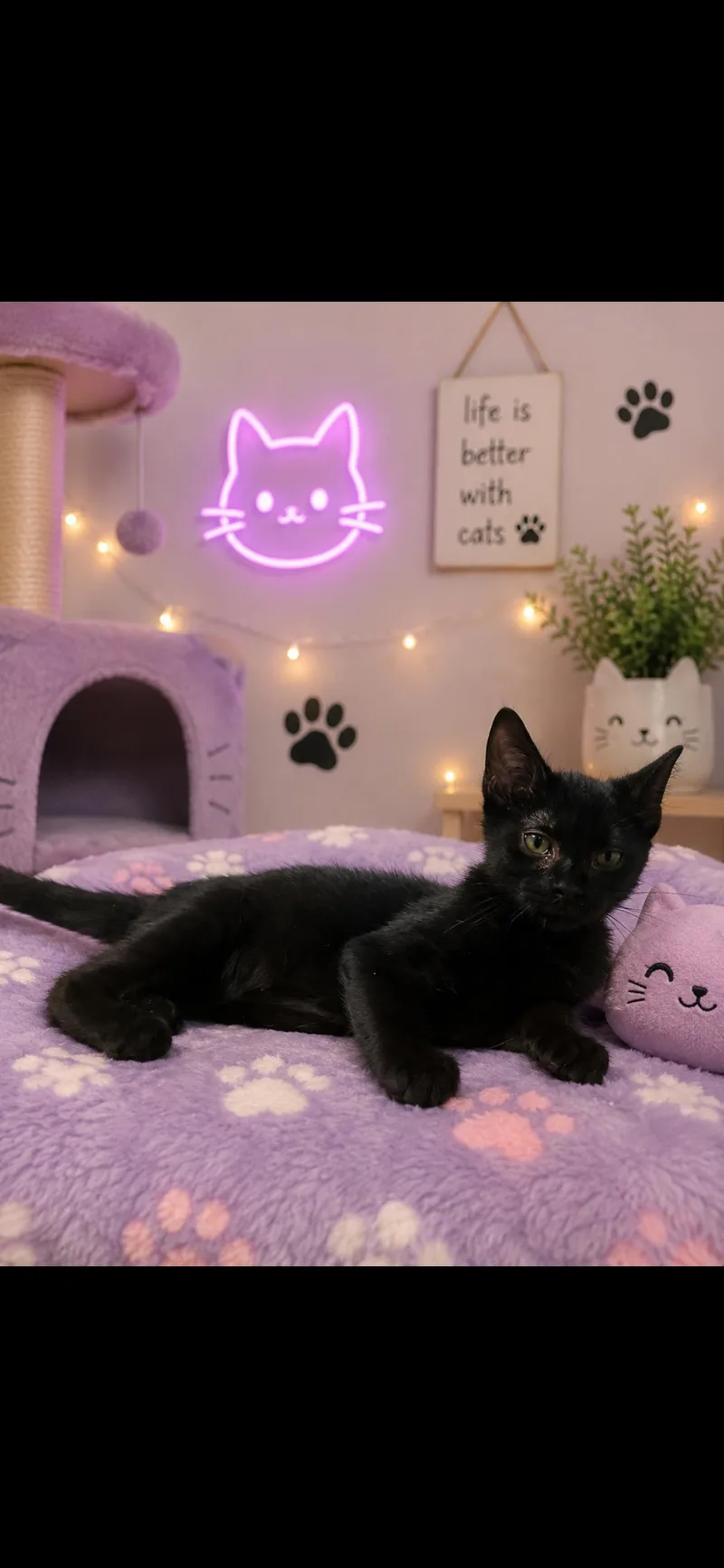 A baby small-sized male Black Bombay cat named Winston for adoption in Lehigh Acres, FL