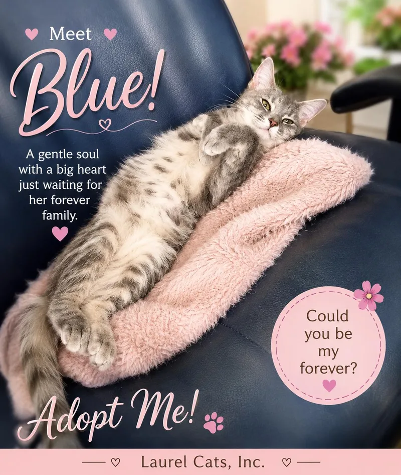 A young medium-sized female Tabby (Gray / Blue / Silver) Tabby cat named BlueA Perfect Mix of for adoption in Laurel, MD