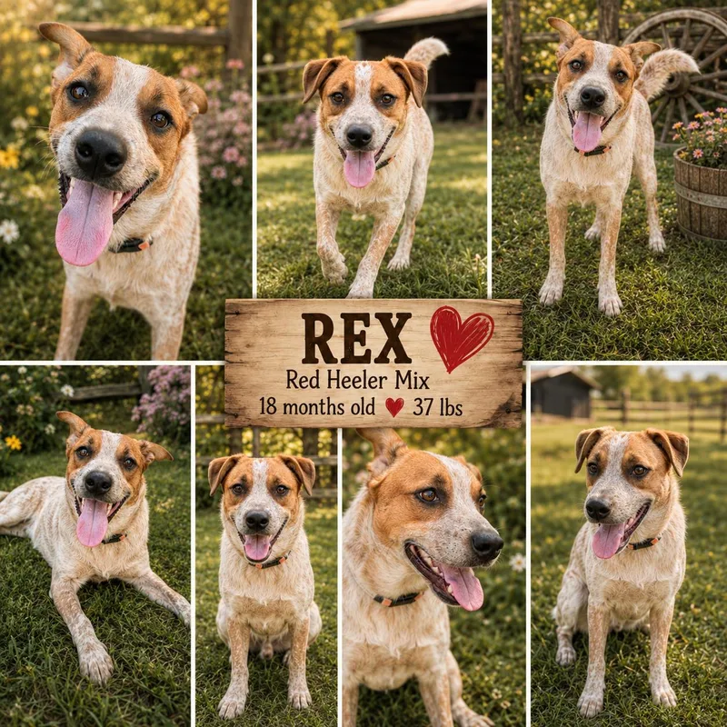 A young medium-sized male Australian Cattle Dog / Blue Heeler dog named Rex for adoption in Jackson, TN