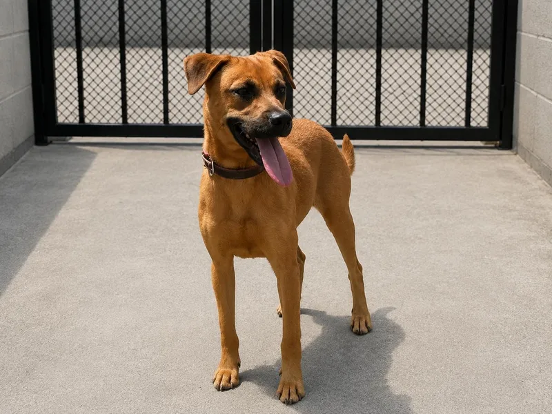 An adult medium-sized female Brown / Chocolate Shepherd dog named Wellie for adoption in Orangeburg, SC