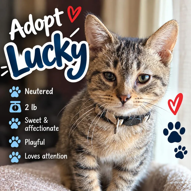 A baby medium-sized male American Shorthair cat named Lucky for adoption in HOWELL, MI