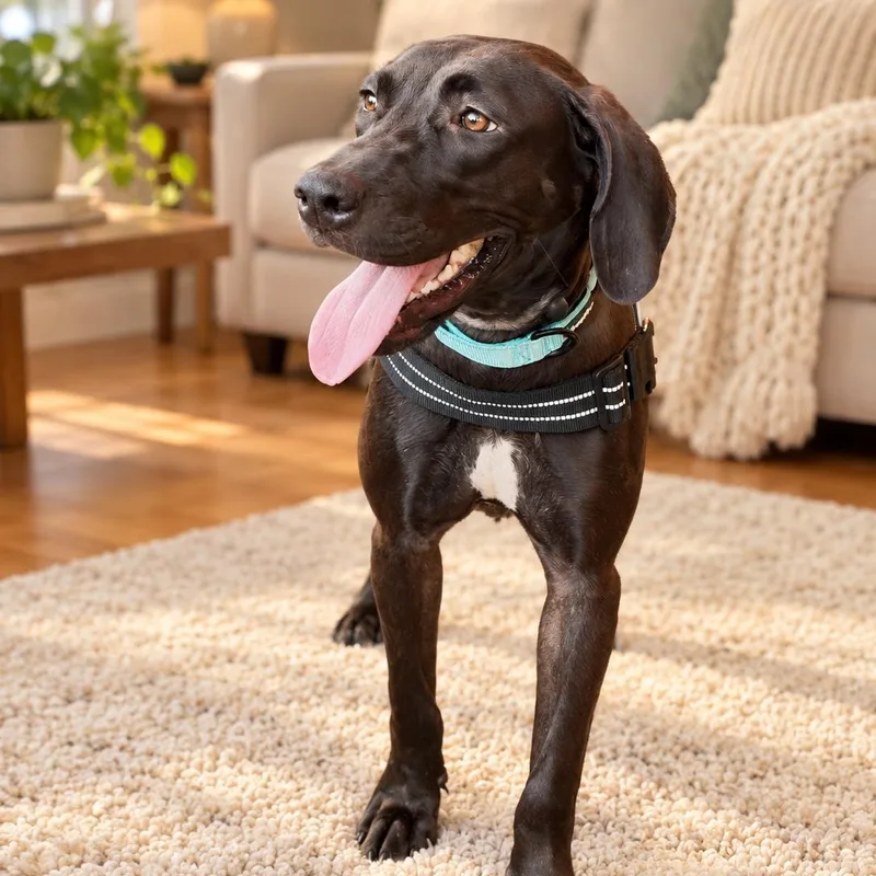 A young medium-sized female Black Labrador Retriever dog named Rue for adoption in LEHIGH ACRES, FL