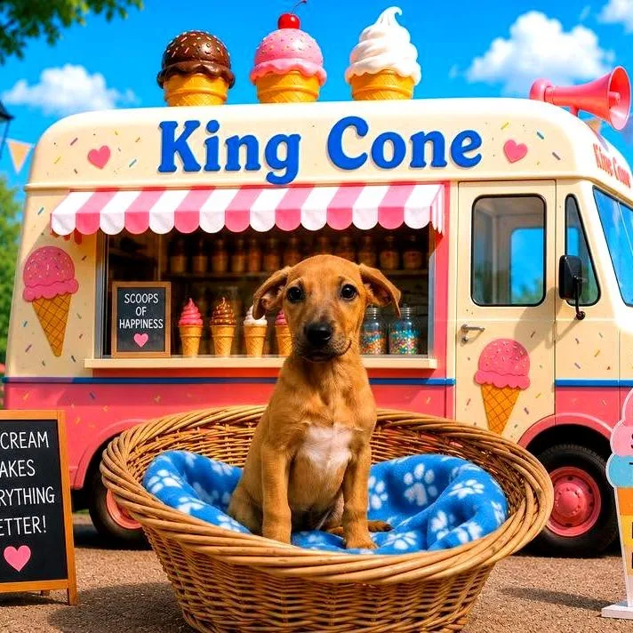 A baby medium-sized male Yellow / Tan / Blond / Fawn Mixed Breed dog named King Cone for adoption in Joliet, IL