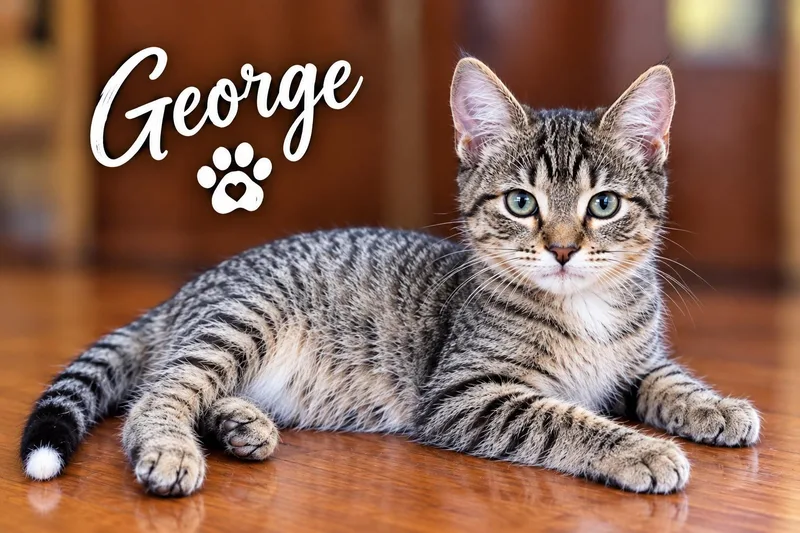 A young medium-sized male Domestic Short Hair cat named George for adoption in Clinton, IL
