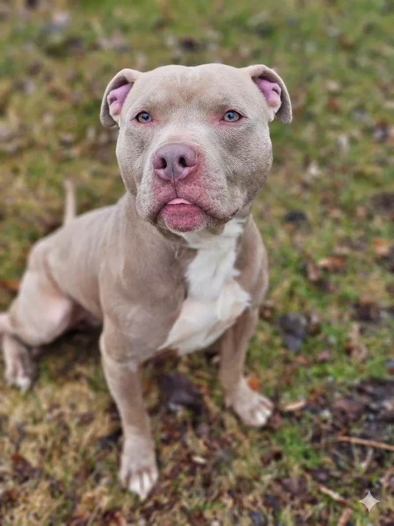 A young medium-sized male Yellow / Tan / Blond / Fawn Pit Bull Terrier dog named Silas for adoption in Bay City, MI