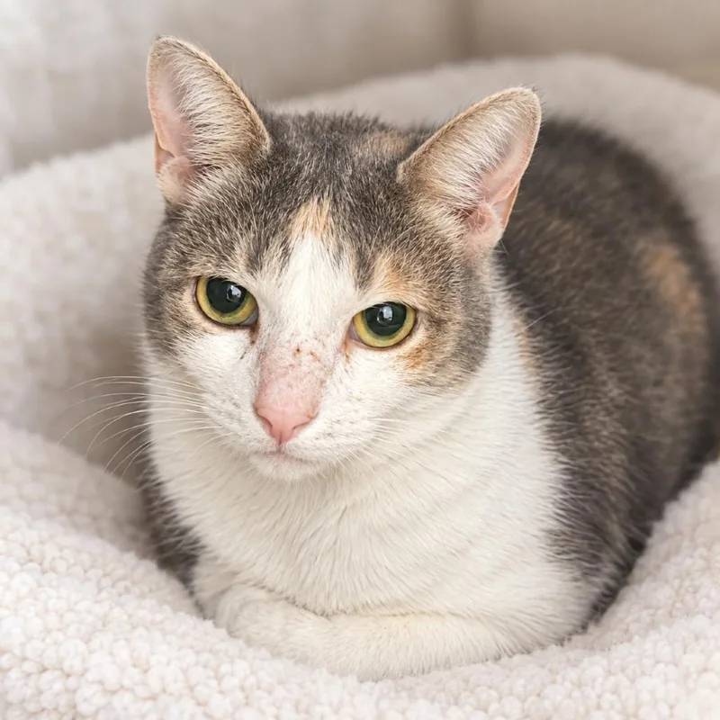 An adult medium-sized female Calico Domestic Short Hair cat named Betty for adoption in Huntsville, AL