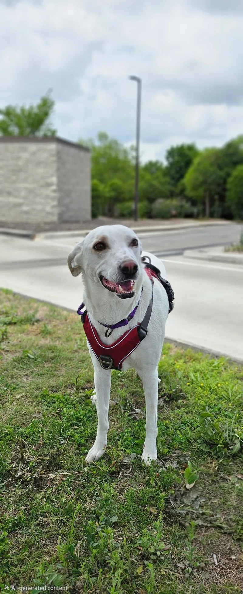 A young medium-sized female White / Cream Labrador Retriever dog named Prim for adoption in Pflugerville, TX