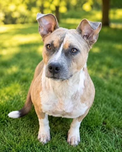 A baby medium-sized female Pit Bull Terrier dog named Paris for adoption in West Memphis, AR