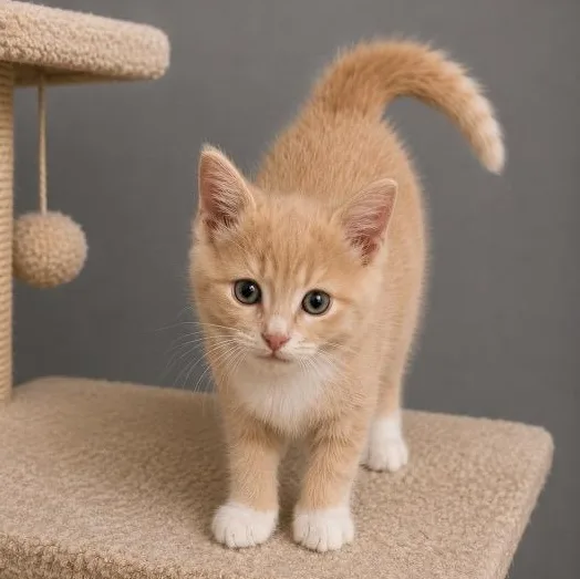 A baby small-sized male Buff / Tan / Fawn Domestic Short Hair cat named Troy for adoption in Andover, MN