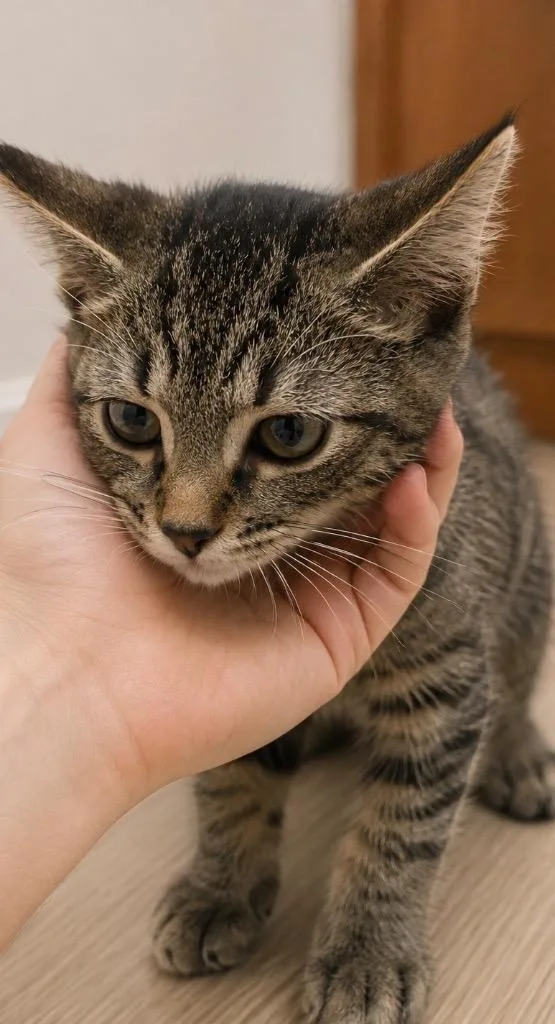 A baby medium-sized male Domestic Short Hair cat named Ziggy for adoption in Wintersville, OH
