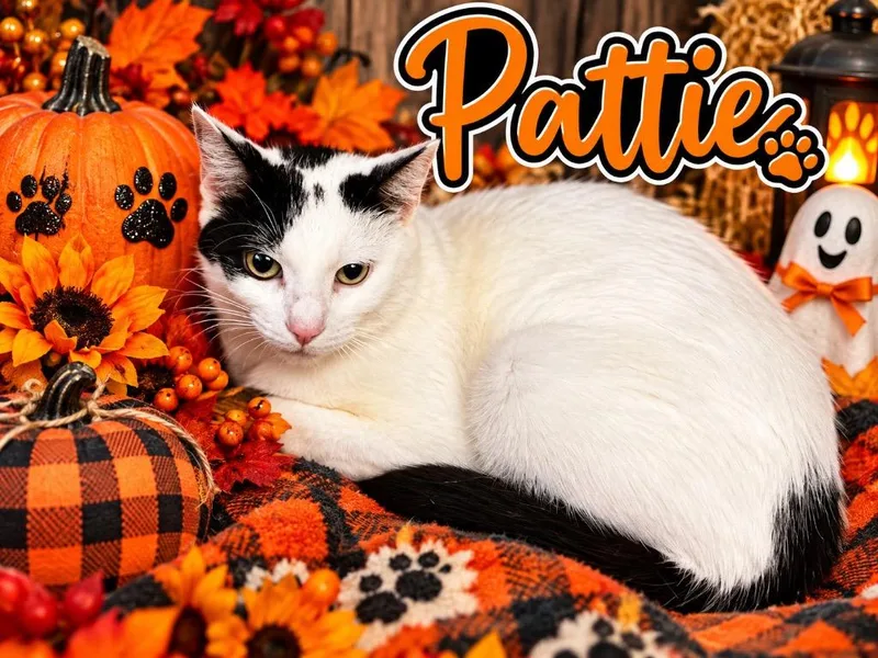 An adult small-sized female Black & White / Tuxedo Domestic Short Hair cat named Pattie for adoption in Shelbyville, TN