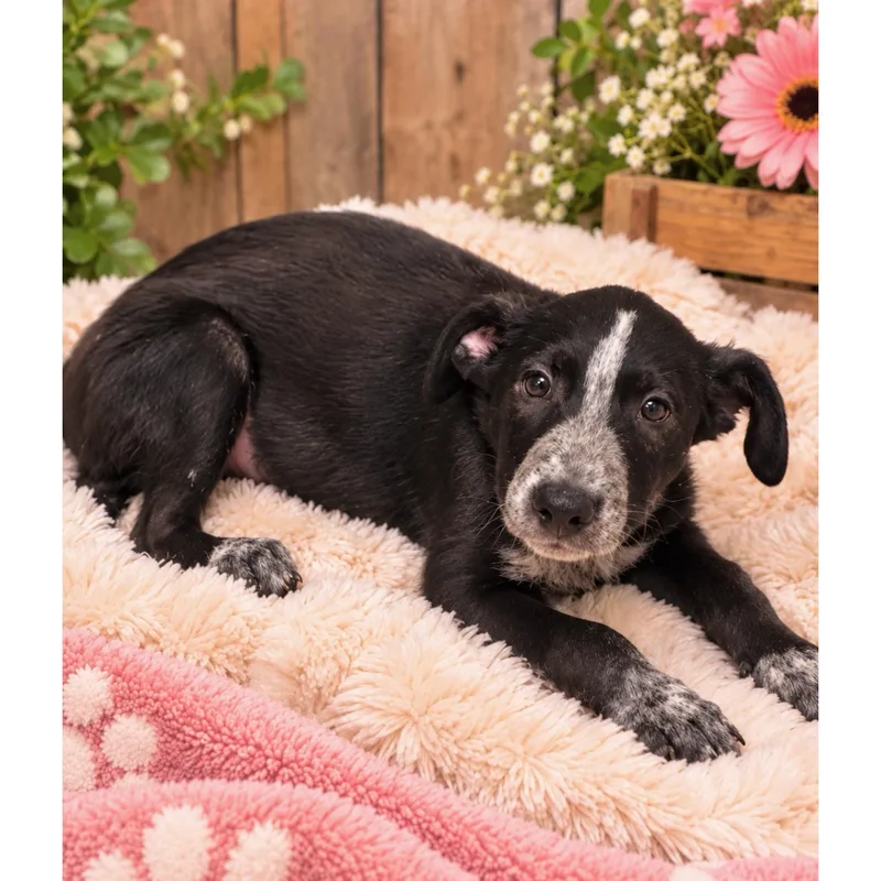 A baby medium-sized female Australian Cattle Dog / Blue Heeler dog named Rainy for adoption in Boulder, CO