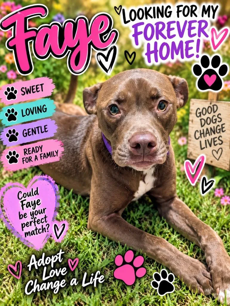 A baby medium-sized female Mixed Breed dog named Faye for adoption in Shelbyville, TN