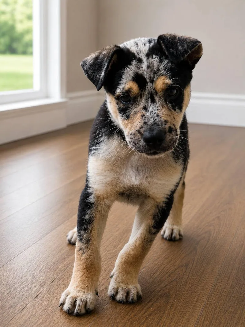 A baby small-sized male Gray / Blue / Silver Catahoula Leopard Dog dog named Red for adoption in Boerne, TX