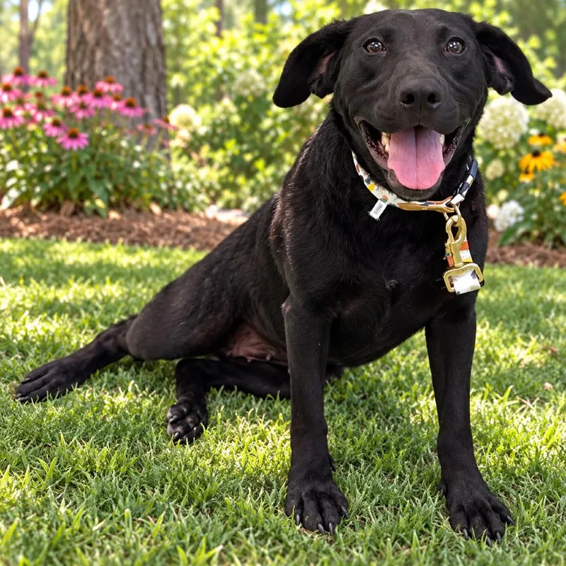 A young medium-sized female Black Labrador Retriever dog named Josie for adoption in Rockmart, GA