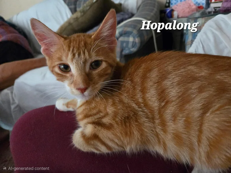 A baby medium-sized male Tabby (Orange / Red) Domestic Short Hair cat named Hopalong for adoption in Catasauqua, PA