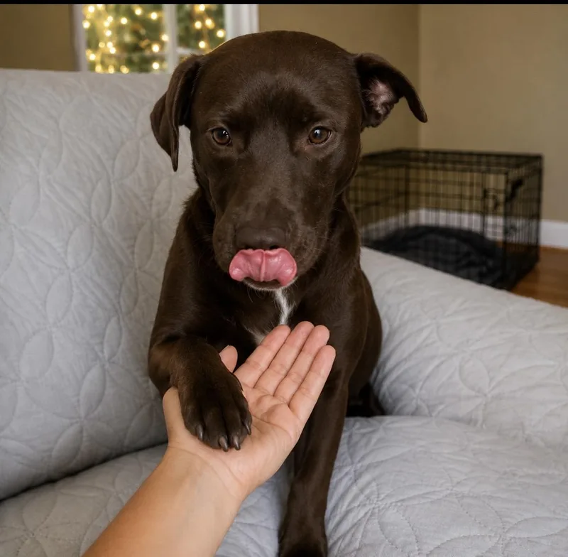 A young medium-sized female Brown / Chocolate Mixed Breed dog named Hershey  the Sweet for adoption in Houston, TX
