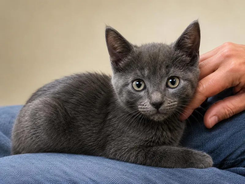 A baby medium-sized male Domestic Short Hair cat named Artie for adoption in Farmington, MN