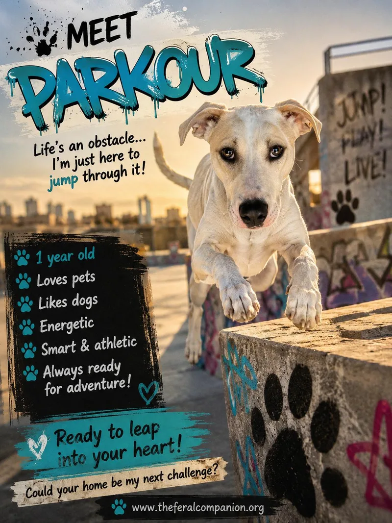 An adult medium-sized male Mixed Breed dog named Parkour for adoption in Eureka, MO