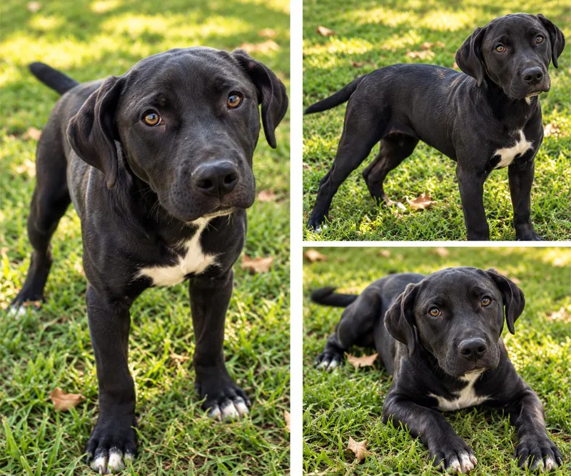 A young large-sized male Black Labrador Retriever dog named Astro for adoption in Kiln, MS
