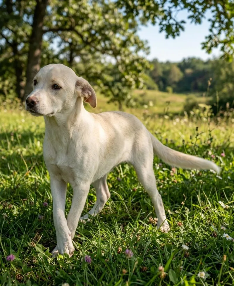 A baby medium-sized male Labrador Retriever dog named Thomas for adoption in North Prairie, WI