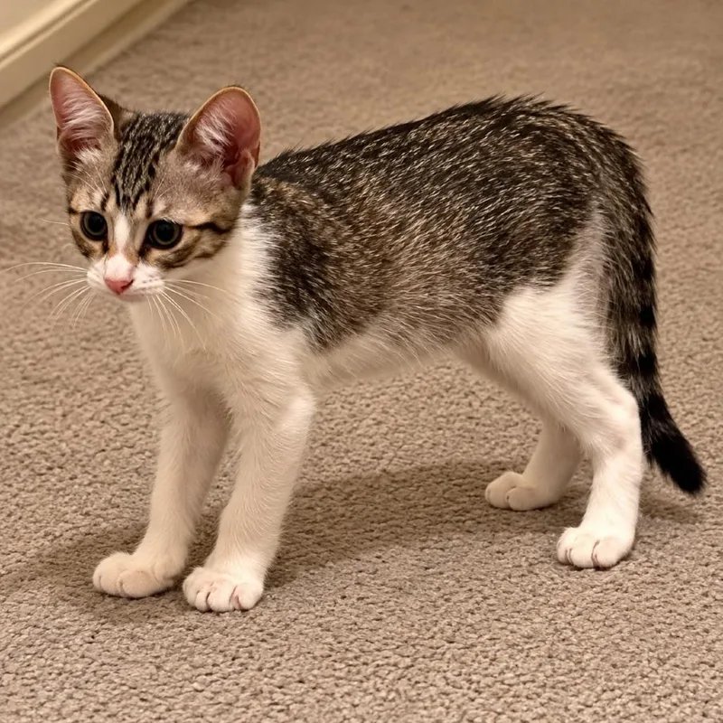A baby small-sized male White Domestic Short Hair cat named Grayson for adoption in Houston, TX